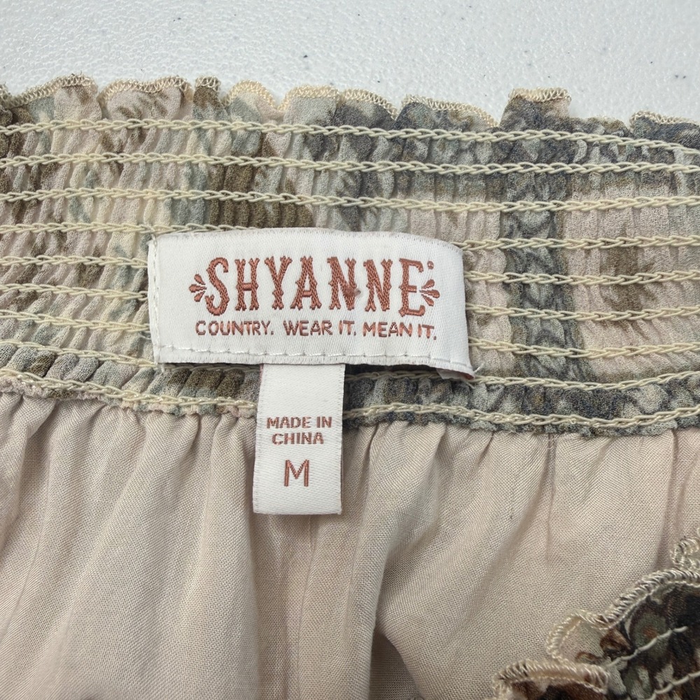 Shyanne Off Shoulder Blouse Womens Medium Brown Aztec Western Boho Bell Sleeve - Picture 6 of 10